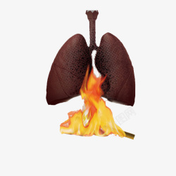 吸烟者被烟和火熏烤的肺部素材