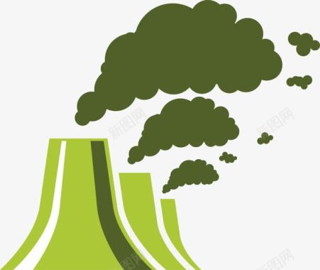 环保树木素材绿色帽子废气的工厂图图标图标