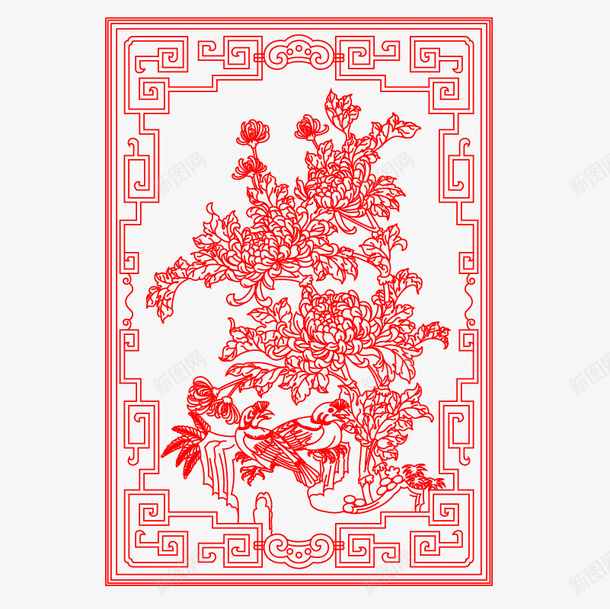 秋菊剪纸png免抠素材_88icon https://88icon.com 剪纸 秋菊 红色 花卉 花瓣 花草 菊花 黄