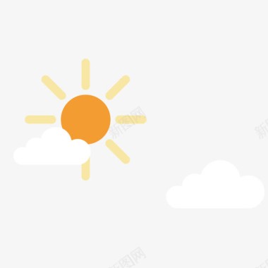太阳云朵背景卡通手绘太阳白云图标图标
