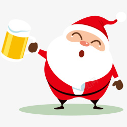 圣诞老公公喝啤酒插画矢量图素材