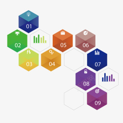 商务标号六边形商务拼图标号矢量图高清图片