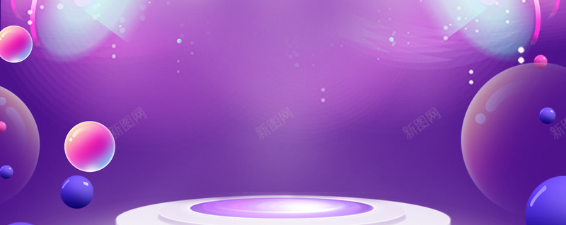 卡通双11星球紫色banner背景