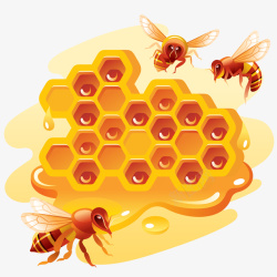 贴秋膘蜜蜂和蜂蜜插画高清图片
