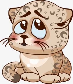 豹插画坐着的卡通可爱豹子高清图片