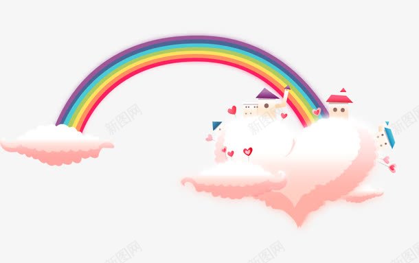 卡通彩虹白云png免抠素材_88icon https://88icon.com 卡通 彩虹 白云