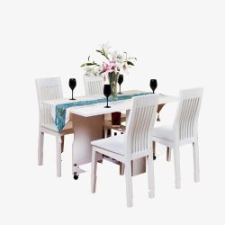 板凳白色餐桌高清图片