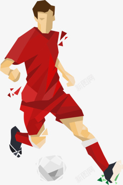 红色10号球衣踢足球的男人插画高清图片