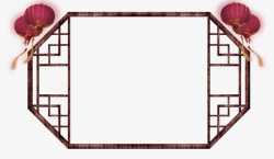 棕色中国风窗台装饰图案素材