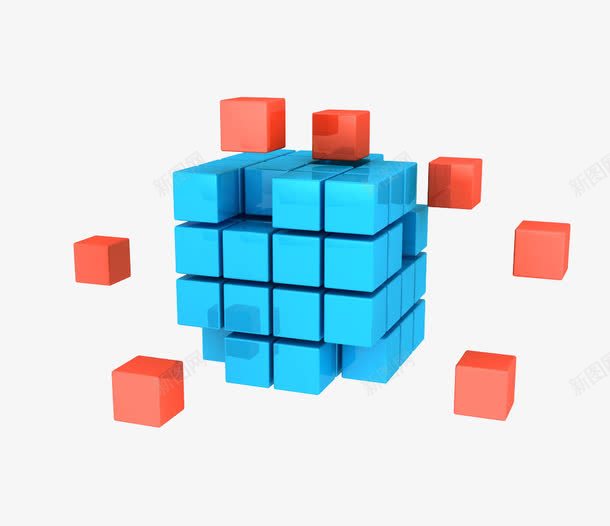 红色和蓝色立方体png免抠素材_88icon https://88icon.com 3D 三维空间 互联网 动感立方体 正方体 盒子 科技 立方体 红色 蓝色
