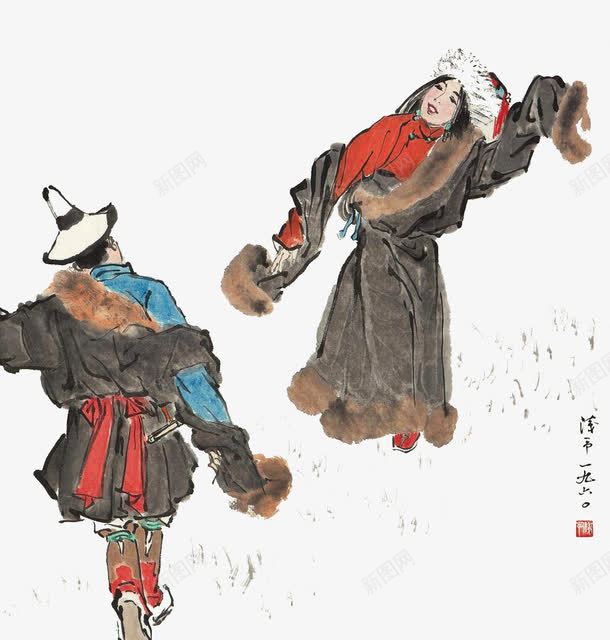 藏族双人舞png免抠素材_88icon https://88icon.com 水墨 美术作品 舞蹈 藏族 藏民