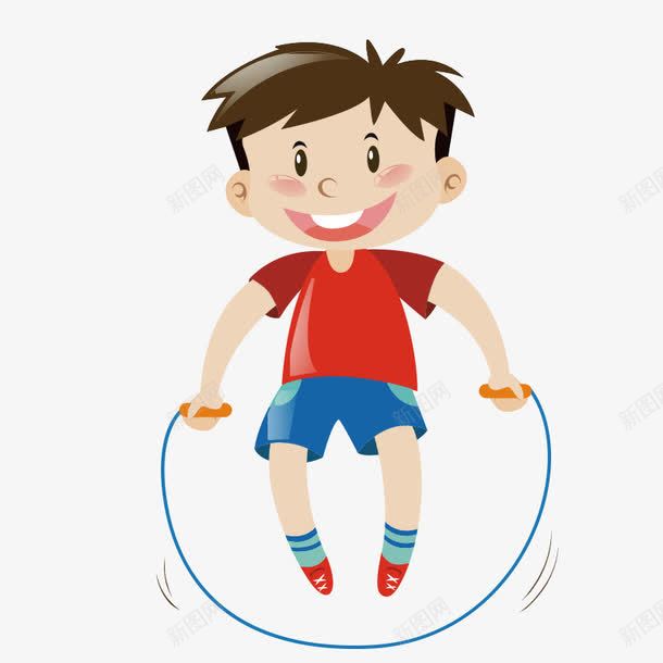 可爱卡通儿童跳绳png免抠素材_88icon https://88icon.com 卡通 可爱 小男孩 正太 童趣 跳绳 运动