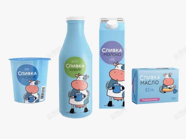 包装牛奶盒psd_88icon https://88icon.com 乳制品 乳酪 产品实物 卡通奶牛 奶牛 牛奶 蓝色