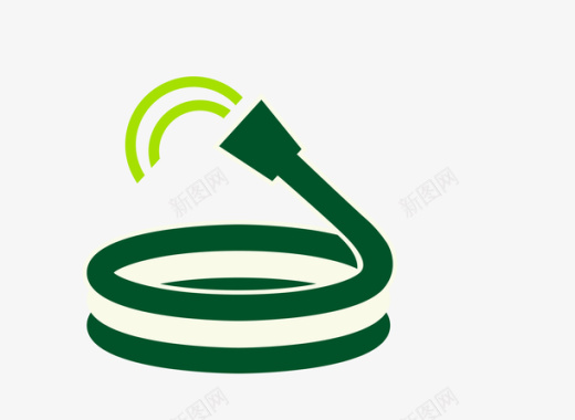 卡通绿色洒水水管环保标志图标图标