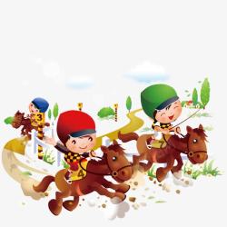 骑马人物卡通儿童马术运动高清图片
