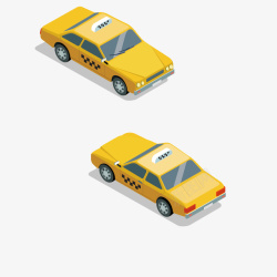 黄色的士汽车模型矢量图素材