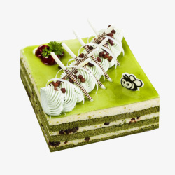 摩擦绿色美味的抹茶蛋糕高清图片