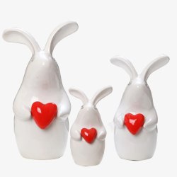 白色小兔子陶瓷摆件素材