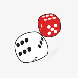 骰子红白双色骰子手绘插画高清图片