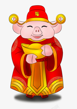 2019猪年红色可爱卡通猪年吉祥物素材