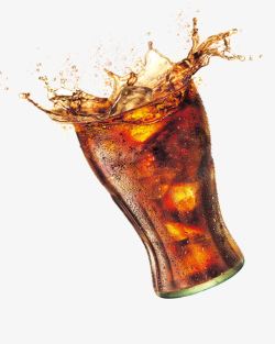 喷溅的可乐广告玻璃杯素材