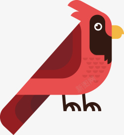 手绘扁平化红色小鸟矢量图素材