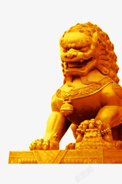 金色狮子石雕素材