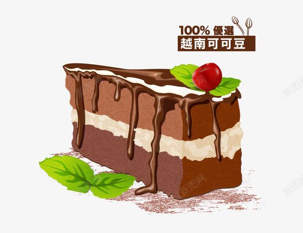 卡通手绘巧克力蛋糕png免抠素材_88icon https://88icon.com 卡通 可可粉 巧克力 手绘 樱桃 甜点 艺术字 薄荷叶 蛋糕