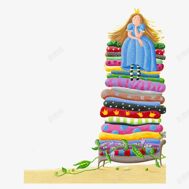 卡通豌豆公主插图png免抠素材_88icon https://88icon.com 公主 安徒生 安徒生童话 思考 插图 插画 童话 童话故事 豌豆 豌豆公主