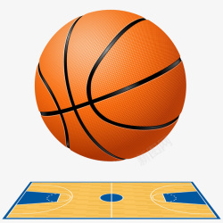 比赛用球篮球和球场立体插画高清图片