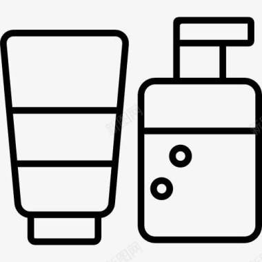 化妆瓶乳管和肥皂瓶的轮廓图标图标