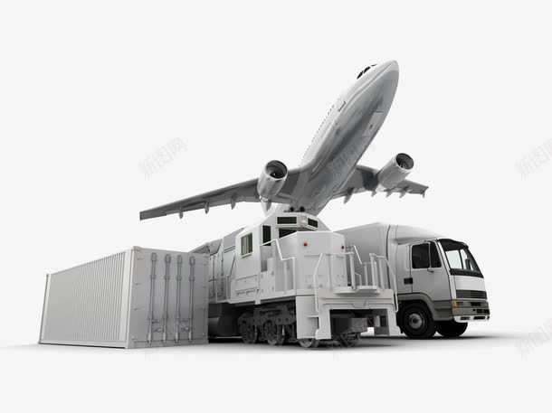 飞机汽车png免抠素材_88icon https://88icon.com 客机 货车 运输 集装箱