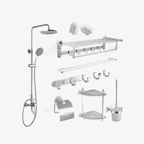 卫浴花洒精铜淋浴花洒png免抠素材_88icon https://88icon.com 产品实物 挂件组合 水龙头 花洒套装3