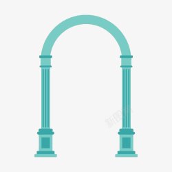 蓝色石柱拱门素材