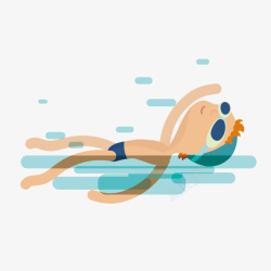 仰泳式游泳卡通插画矢量图素材