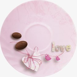 简笔咖啡豆粉色盘子高清图片