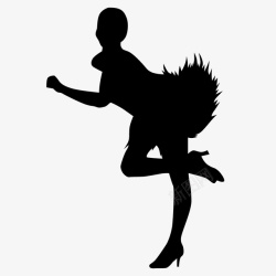 有吸引力的舞蹈桑巴单人舞羽毛裙动作剪影素图标高清图片