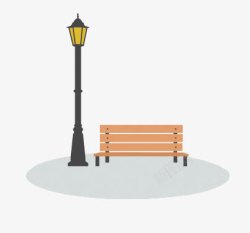 扁平化公园长椅路灯素材