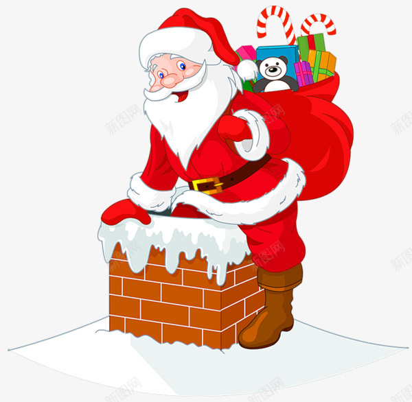 圣诞老人圣诞节送礼物烟囱png免抠素材_88icon https://88icon.com 圣诞老人 圣诞节 烟囱 送礼物