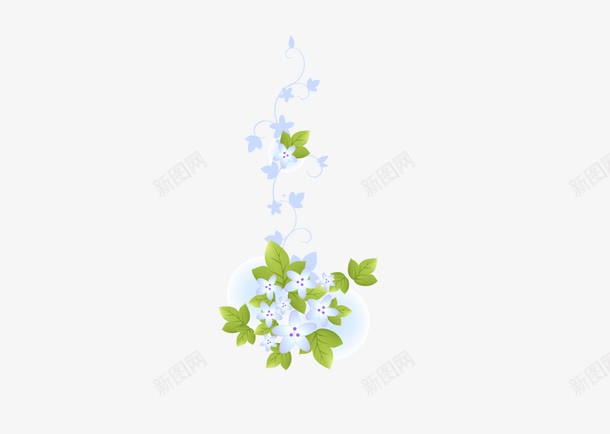 花卉元素png免抠素材_88icon https://88icon.com 叶子 叶枝 植物 绿叶 绿色 花卉 蓝色的花 边框