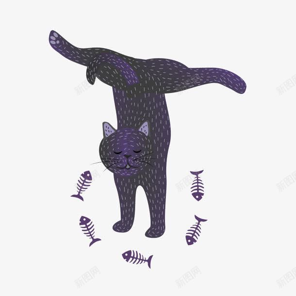 倒立的猫png免抠素材_88icon https://88icon.com 养生海报素材 猫咪瑜伽 蝎子式