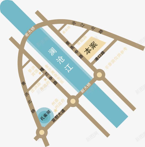 房地产楼盘区位图png免抠素材_88icon https://88icon.com 交通便利 区位图 房地产设计 澜沧江 路线图