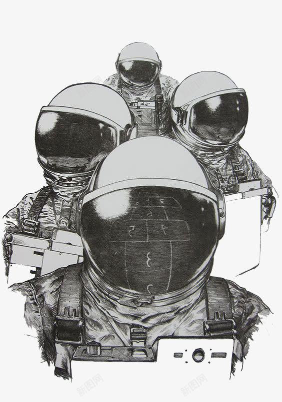 素描手绘宇航员png免抠素材_88icon https://88icon.com 外太空 头盔 绘画 黑灰色