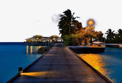 世界名胜古迹设计马尔代夫太阳岛夜景高清图片