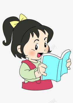 朗读可爱的朗读卡通小女孩高清图片