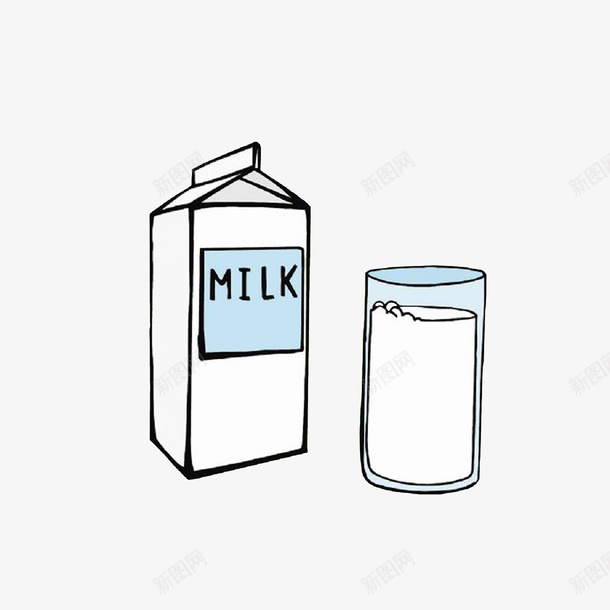 卡通手绘盒装奶和一杯牛奶psd免抠素材_88icon https://88icon.com 一杯牛奶 一盒牛奶 手绘 杯子 牛奶盒 盒装奶