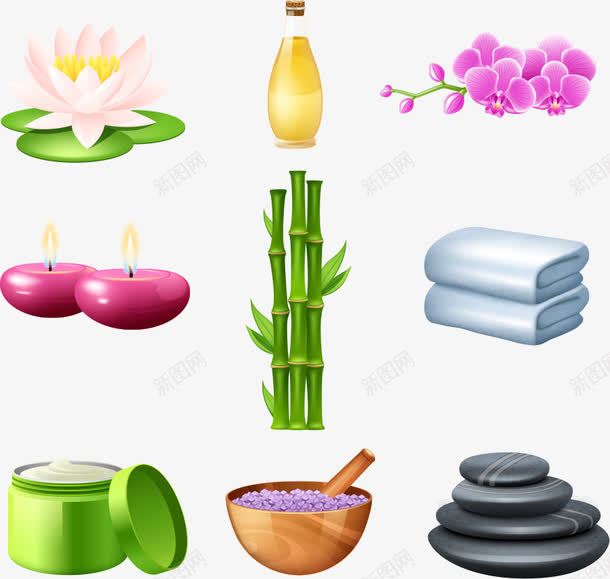 SPA美容用品png免抠素材_88icon https://88icon.com SPA SPA美容用品 石头 竹子 美容用品