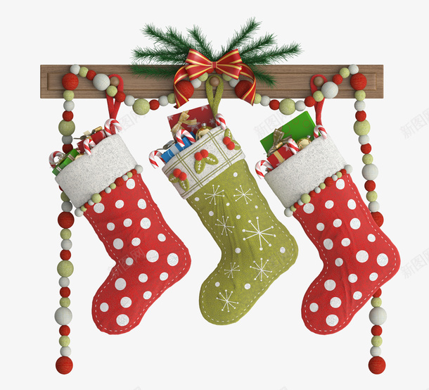 圣诞节礼物元素装饰png免抠素材_88icon https://88icon.com 圣诞 圣诞节 圣诞节礼物 袜子
