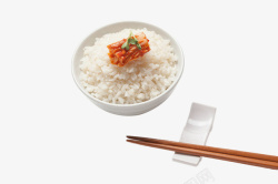大米饭碗一碗辣白菜蒸米饭高清图片