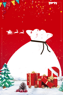 圣诞老人礼物卡通红色banner背景